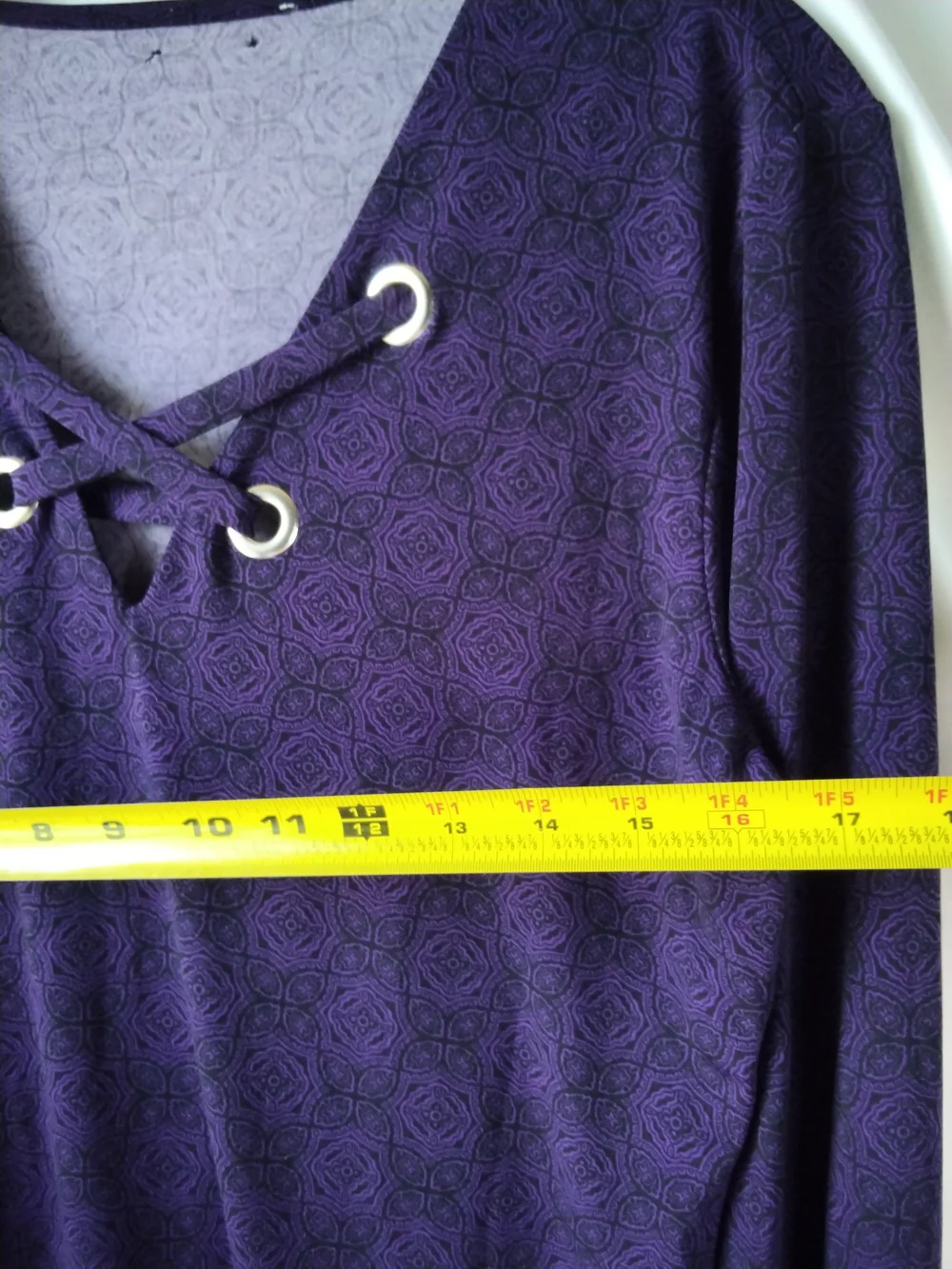 Michael Kors Purple Lace-Up V-Neck Long Sleeve Top